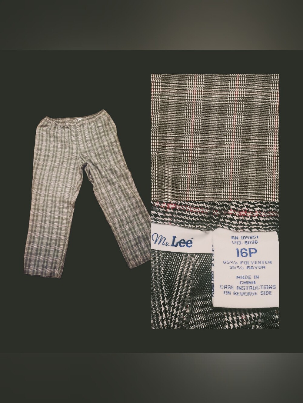 Now$5. Ms. Lee Plaid Straight-Leg Pants in Black & Gray
